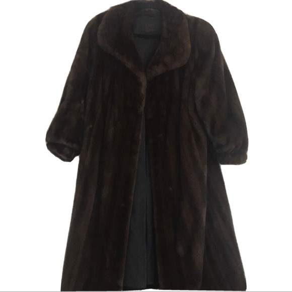 Real 1970s full length brown real mink fur coat NYC long authenticity appraisal - Picture 1 of 9